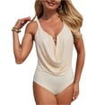 thumbnail image 2 of Womens One Piece Swimsuit Cowl Neck Bathing Suit Draped Front Tummy Control Monokini Swimwear, L, 2 of 5