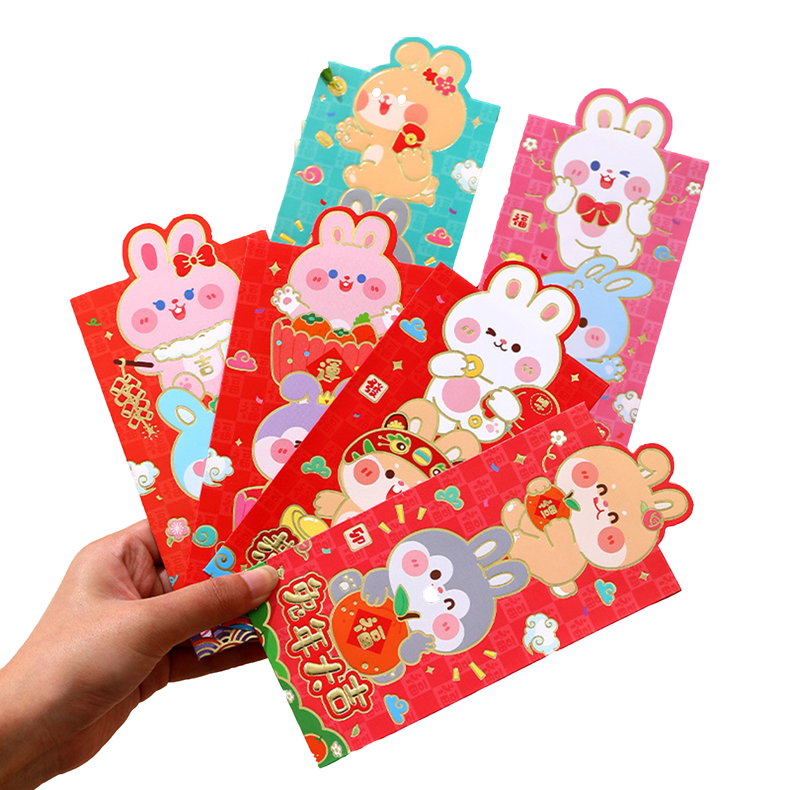 Pnellth 6Pcs Red Envelopes Built-in Socket Good Meaning Festive 2023