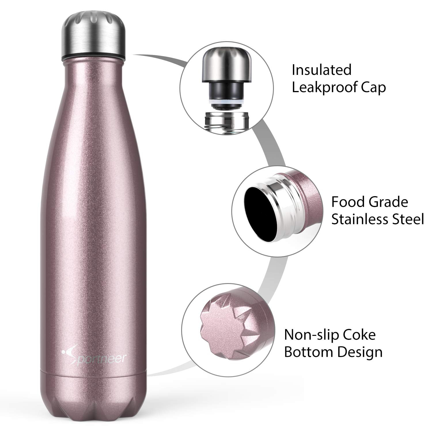 Gold Stainless Steel Drink Bottle Vacuum Flask Thermo Water Bottle 