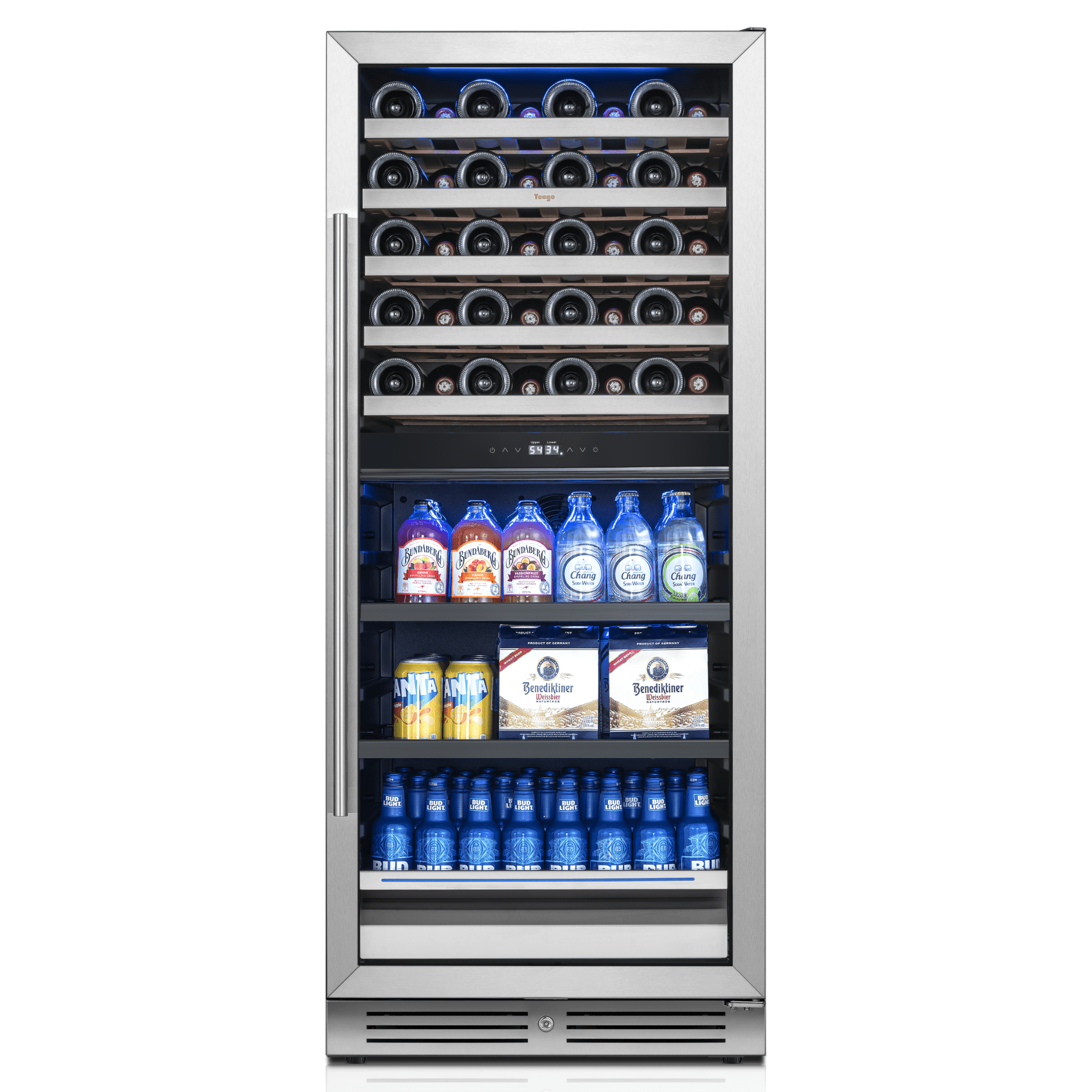 Yeego 24 Inch Wine & Beverage Refrigerator, Built‑In Dual Zone 40 Bottles & 112 Cans, Right‑Opening Full Size Fridge for Home Bar Office, White‑Glove Delivery Service