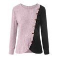 thumbnail image 5 of Womens Knit Sweaters 2025 Fall Winter Casual Long Sleeve Ribbed Button Pullover Tops, 5 of 7
