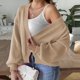 thumbnail image 4 of Cárdigan de invierno para mujer, suelto, liso, de manga larga, abrigo acrílico, 4 of 6