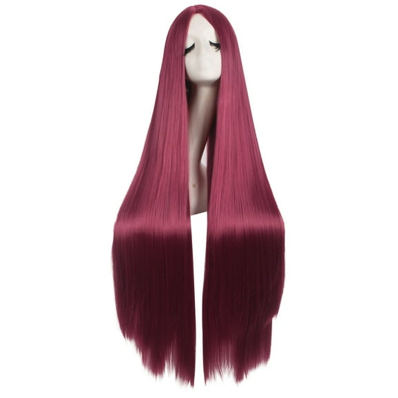 XmhyTop Extra Long 100CM Straight Wig, Middle Part, No Bangs Rose Netting Base, Ideal for White Parties, Anime Cosplay & Cosmetic Use(Blood Red)