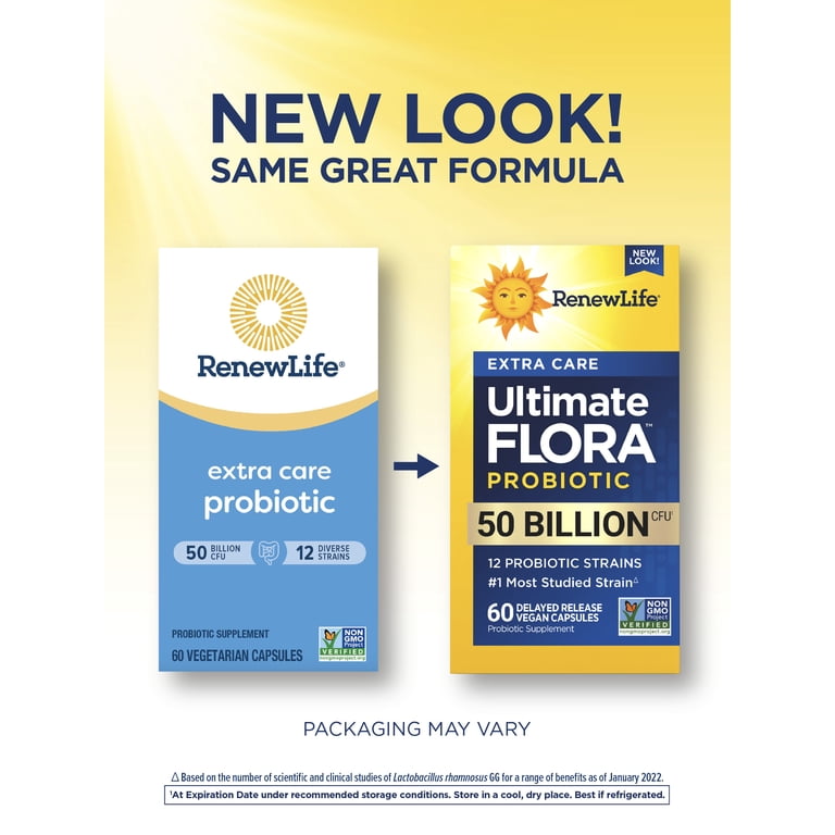 Renew Life Extra Care Probiotic, 50 Billion CFUs, 12 Strains, 60