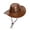 Coffee, variant on Western Cowboy Cowgirl Hat for Women Men PU Leather Vintage Wide Brim Outback Sun Hat with Chin Strap for Outdoor Hiking - Black