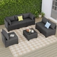 thumbnail image 5 of JORVIMAX Patio Furniture Sets 7 Pieces Outdoor Conversation Set All Weather Modular Sectional Sofa Wicker Rattan Sofa With Dark Gray Cushion, 5 of 7