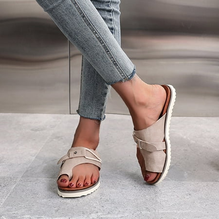 

Midsumdr Sandals Women Toe Thong Sandal Slide Sandals Comfortable Adjustable Buckle Platform Sandal