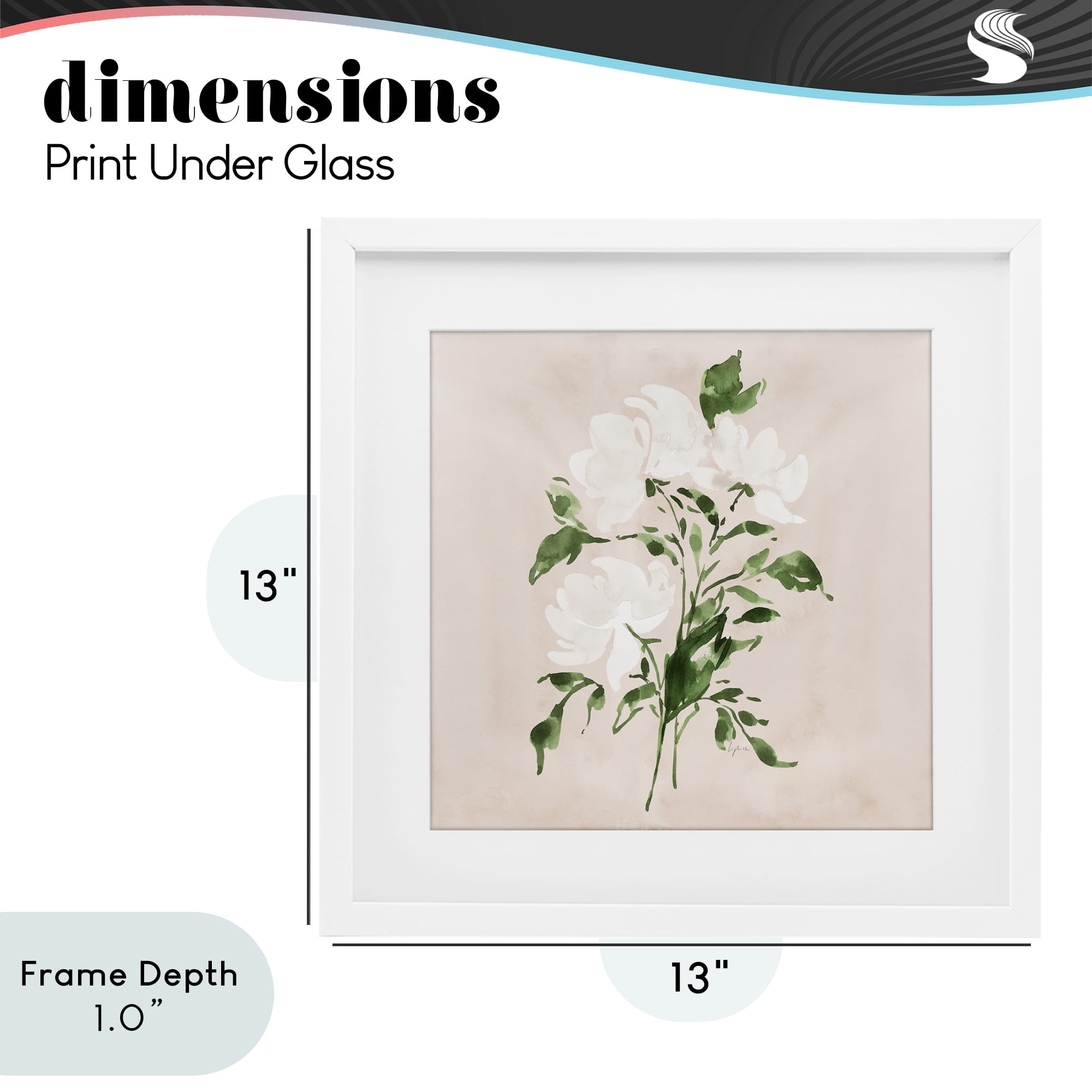 Stupell Industries White On Tan Blossom White Framed Print Under Glass, design by Lucille Price