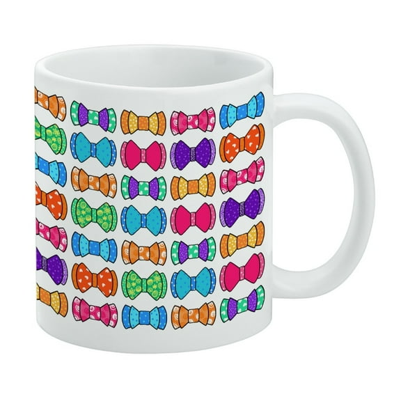 Girly Cute Colorful Bows Pattern White Mug