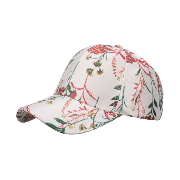 Fashion Mens Womens Floral Print Breathable Baseball Cap Duck Tongue Hat Sunshade Outdoor Beige