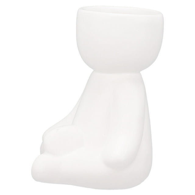 Maceta DIY Mini Lindo Humanoide Cerámica Blanca Soporte para Plantas para el Hogar Flores Suculentas Adorno Decoración Regalo