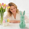 thumbnail image 4 of Artificial Flocked Easter Bunny Figurine - Easter Rabbit Statue with Satin Bow | Decorative Tabletop Accents for Spring & Holiday Celebrations, 4 of 6