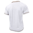 thumbnail image 4 of European Color Blocked Men's Casual Short-Sleeved T-Shirt - Button Open Neck, Pocket Design, 4 of 5