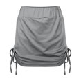 thumbnail image 5 of DuoJiaJ Women's Summer Solid Color Spicy Girl Pleated Side Drawstring Skirt Pants Half Skirt Skirts For Women Gray S, 5 of 5