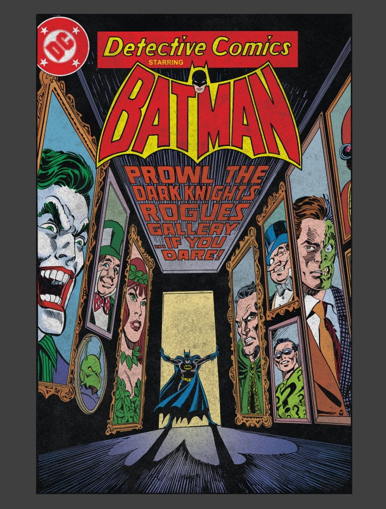 Batman Comic Book Cover Art Charcoal Rogues Heather Gallery Boy\'s T-shirt-M