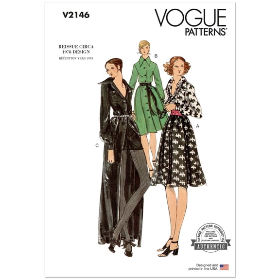 Vogue Sewing Pattern 2146 - 1970s Misses' Vintage Dress in Two Lengths and Shorts, Size: B5 (8-10-12-14-16)