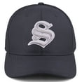 thumbnail image 2 of Daxton Premium Mid Profile Hat Semi Curved Visor Charcoal Cap White Silver Gothic Embroidered, Letter S, 2 of 4