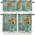 thumbnail image 2 of 3 Piece Curtains Tiers and Valances Set, Sunflower Mason Jar Positive Quotes Vintage Farmhouse Decoration Rod Pocket Short Window Treatment Tiers Curtains Panel and Valance for Cafe Bathroom Kitchen, 2 of 6