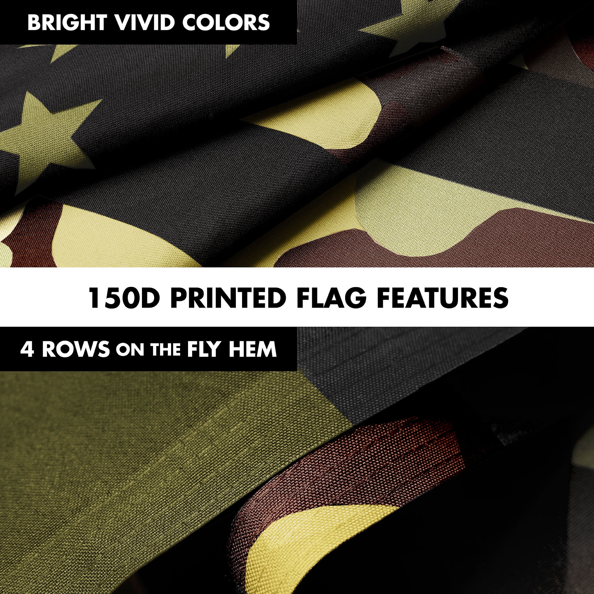 G128 Combo Pack: 6 Ft Tangle Free Aluminum Spinning Flagpole (Silver) & American USA Camouflage Flag 3x5 Ft, LiteWeave Pro Series Printed 300D Polyester | Pole with Flag Included