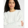 thumbnail image 4 of No Boundaries Cable Crewneck Drop Shoulder Sweater, Midweight, Women's XXS-XXL, 4 of 5
