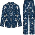 thumbnail image 5 of Top-kevin Womens Pajamas Set Christmas Bows And Stars Pattern Soft Long Sleeve Sleepwear Button Down Sets, 5 of 12