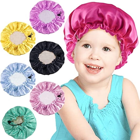 RTKFRFLM Kids Adjustable Satin Sleep Bonnet Comfortable Night Cap for and Toddlers Black One Size