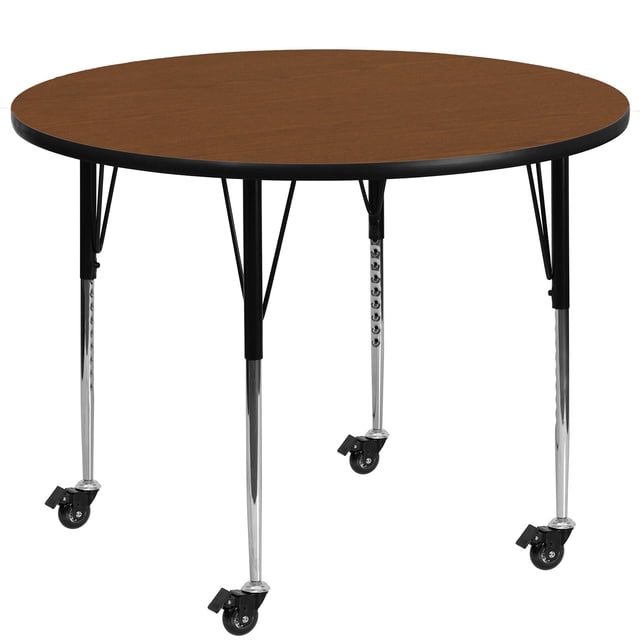Bowery Hill 31" x 42" Round Mobile Activity Table in Oak