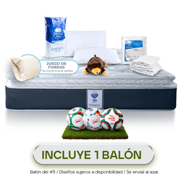 Paquete Colchon Matrimonial Spring Air Smith + 2 Almohadas + Cubre Colchon + Juego de Fundas y Osito