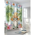 thumbnail image 3 of Tropical Coastal Shower Curtain, Vintage Dwarf Shell Starfish Butterfly Palm Tree Bathroom Decor Curtains Set with Hooks, Waterproof Fabric Home Accessories， 72 X 78 Inch Long, 3 of 6