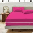 thumbnail image 3 of 4 Piece Zipper Sheet Set Includes (1 Zipper Fitted Sheet, 1 Flat Sheet And 2 Zipper PillowCase) with 24 Inch Deep Pocket 800 TC 100% Egyptian Cotton Solid Hot Pink Color King Size, 3 of 7