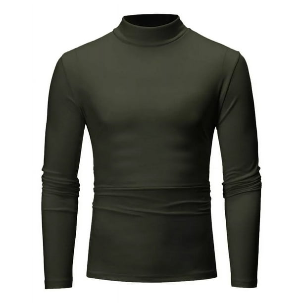 Camiseta De Cuello Alto Manga Larga Cómoda Hombre Playera