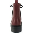 thumbnail image 4 of Soda Women Combat Army Military Motorcycle Riding Platform Boots Side Zipper FIRM-S Burgundy Red 11, 4 of 4