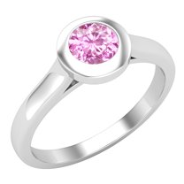 Dazzlingrock Collection 5mm Round Pink Sapphire Solitaire Engagement Ring for Women (Color Pink, Clarity Highly Included) in 14K White Gold, Size 9