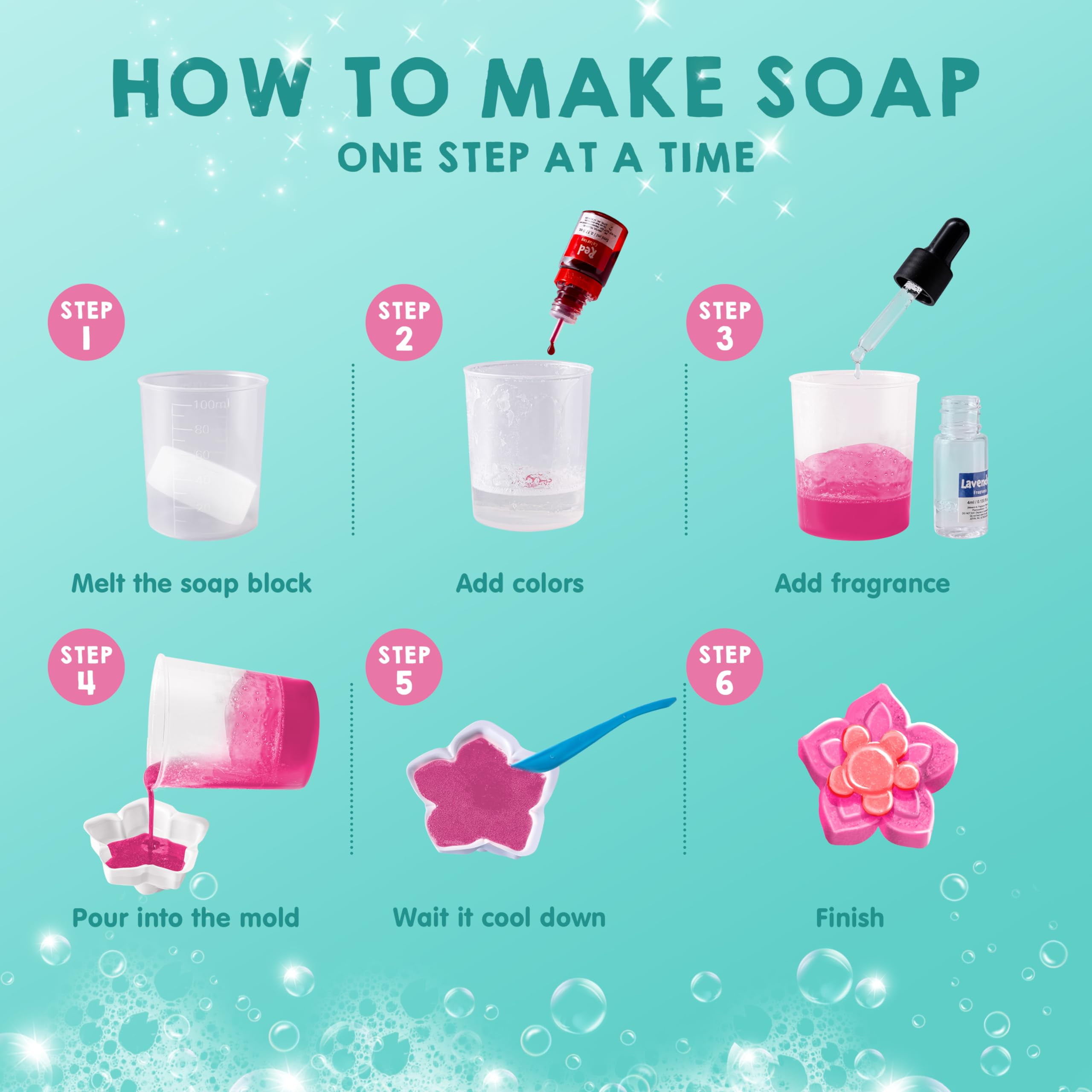 Joyin Soap Making Kit for Kids, 6 Shape Soap Molds DIY Crafts for Kids Ages 8-12, Creative  Gift for Girls Birthday Christmas