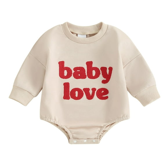 Bagilaanoe Newborn Baby Girl Oversized Romper Sweatshirt Long Sleeve Bodysuits Letter Embroidery Pullover 3M 6M 12M 18M Infant Casual Tee Tops