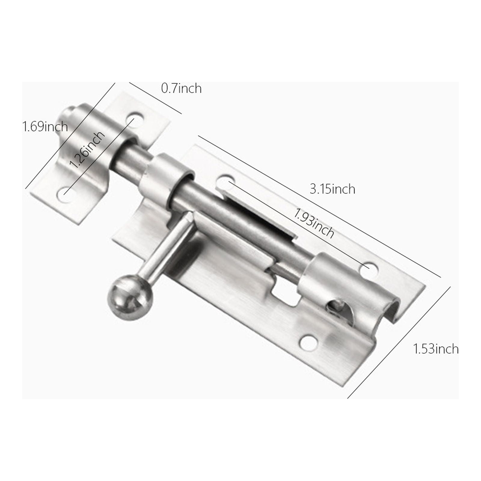 JilgTeok 4 Packs 304 Stainless Steel Barrel Door Slide Lock with Screws for Cabinets Fences Kennels Easy Installation