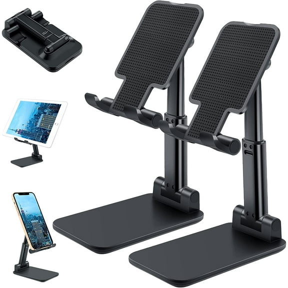 2Pack Cell Phone Stand For Desk, Portable Foldable Cell Phone Holder Adjustable Height and Angle Phone Holder Desktop Sturdy Stand Compatible with Smartphone/Switch/iphone/ipad/Tablet（4"-11"）