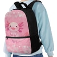 thumbnail image 4 of Yuyamidu Cute Axolotl Bookbags for Girls Pink Backpack Kids Bookbag Middle School Backpacks 17 Inch High School Book Bag with 2 Sides Pockets, 4 of 6