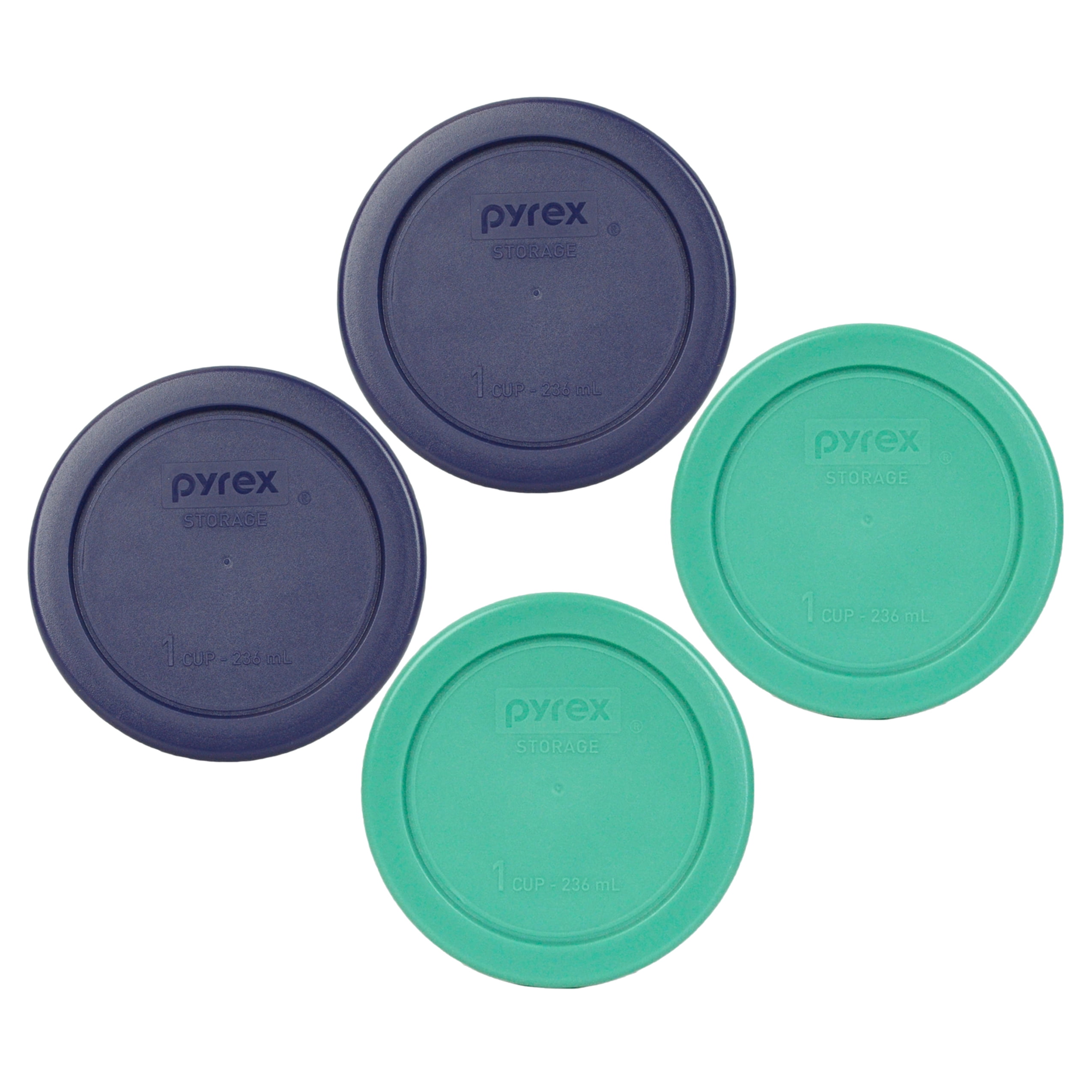 Pyrex 7202 Pc Blue Green Plastic Round Replacement Lids 4 Pack Walmart Com Walmart Com