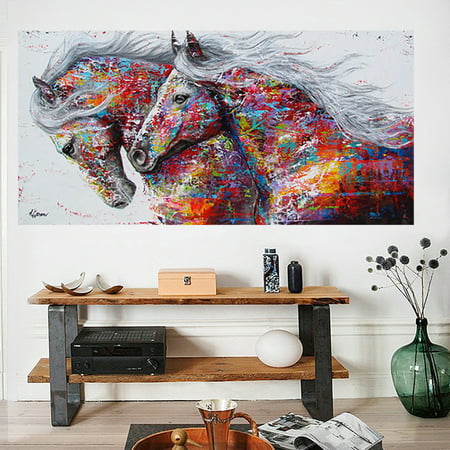 Unframed Canvas Running Horse Art Print Painting Wall Picture Poster Home