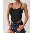 thumbnail image 2 of Camiseta sin mangas de punto con tirantes finos, camisola de punto acanalado para mujer, camiseta sin mangas de punto acanalado de corte entallado, camisola de corte entallado de calidad profesional, 2 of 6