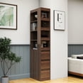 thumbnail image 3 of 70.87" Tall Bookcase,4-Tier Bookshelf Wood Display Storage Cabinet with 3 Side Drawers & 4 Display Shelves for Living Room Home Office,Walnut, 3 of 7