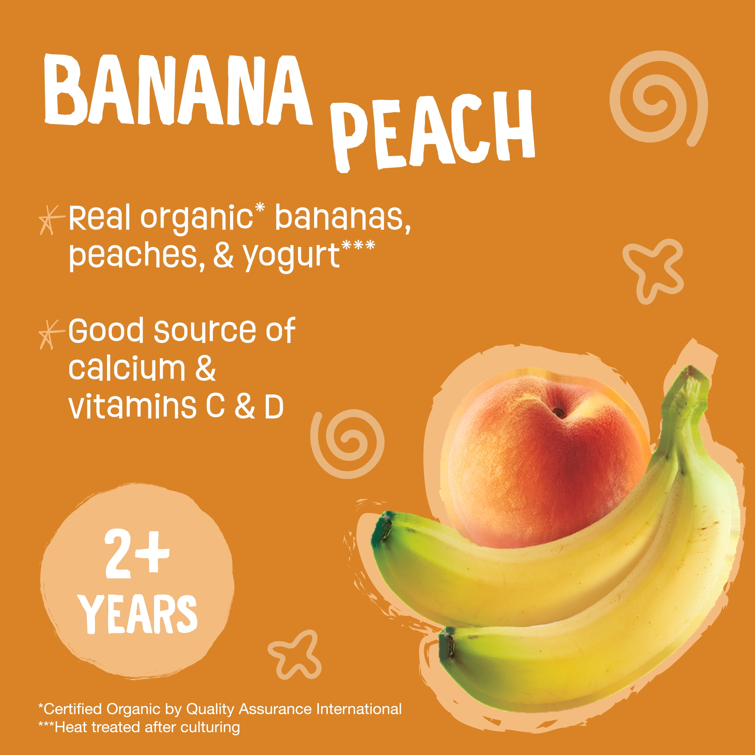 Earth's Best Organic Fruit Yogurt Smoothie Toddler Food, Peach Banana, 4.2 oz Pouch