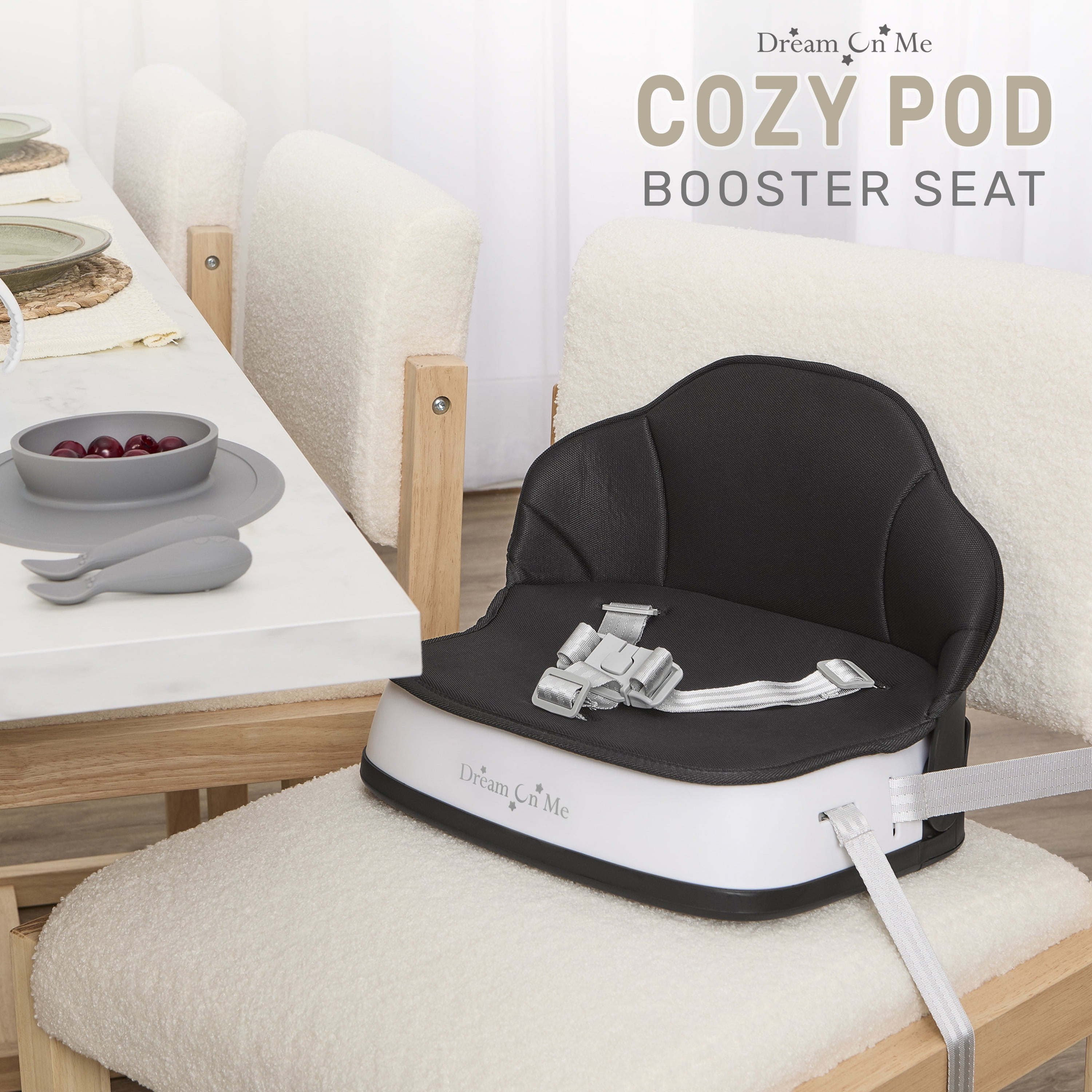 Dream On Me Cozy Pod Booster Seat with Removable Cover, Black