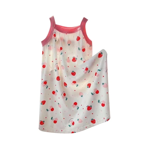 IFNWSV Girls Dress Sleeveless Round Neck Print Pattern Cotton Blend Dress Knee Length 3 Years