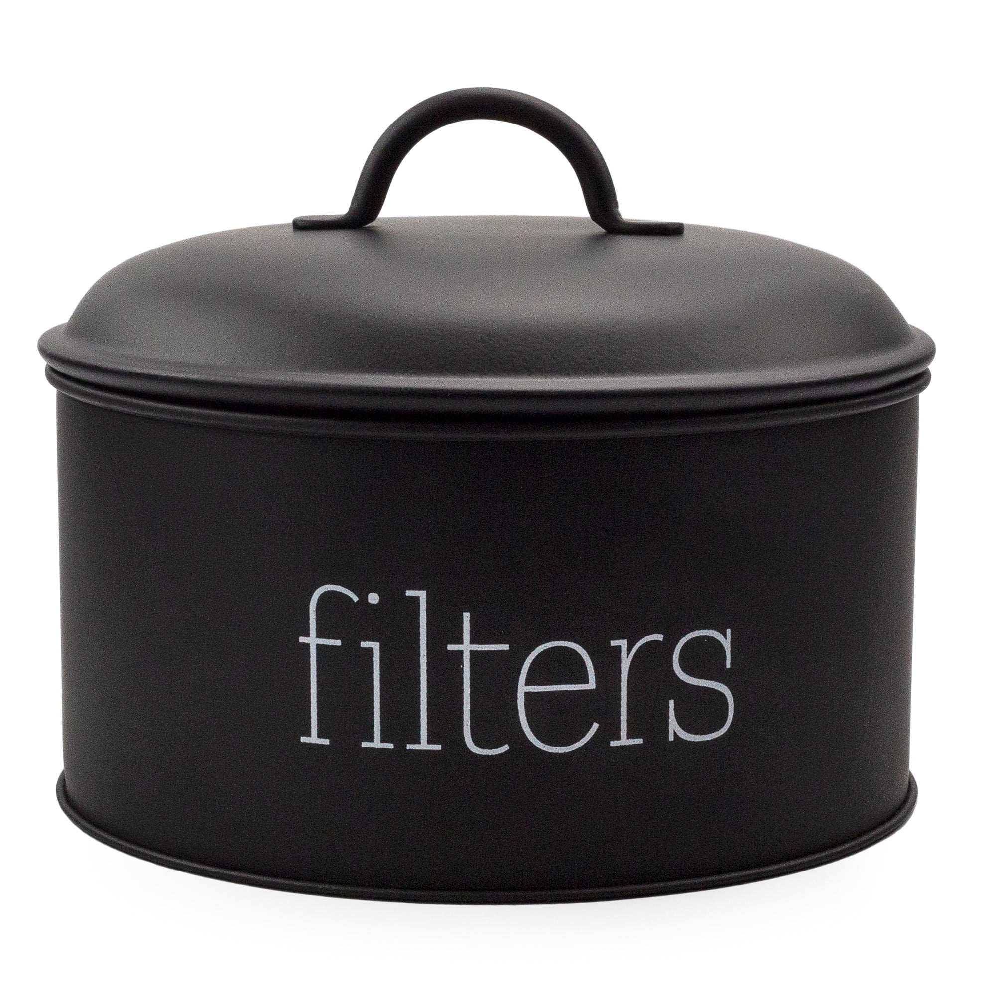 AuldHome Basket Coffee Filter Holder (Black), Enamel Filter Storage