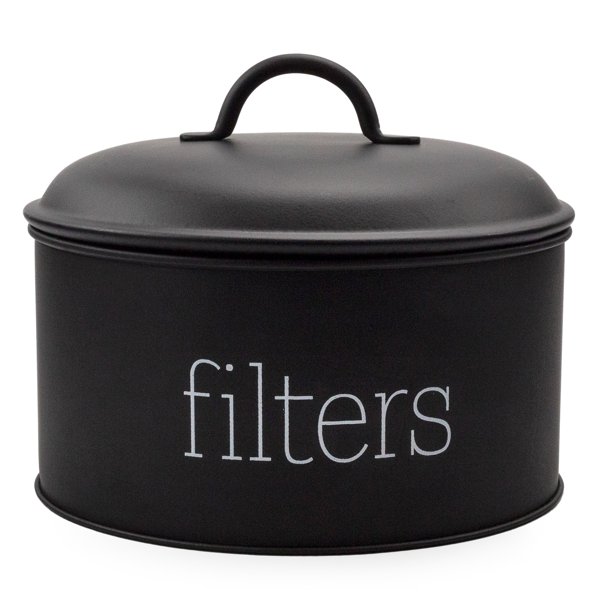 AuldHome Basket Coffee Filter Holder (Black), Enamel Filter Storage