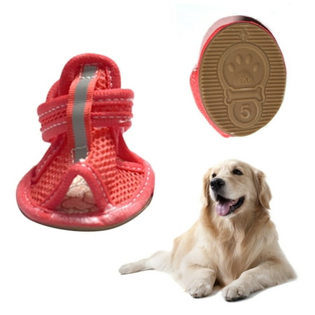 Usmixi 4Pcs Anti-slip Spring Summer Pet Boots Paw Breathable Mesh Soft Bottom Dog Shoes Holiday Gift Finder