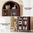 thumbnail image 4 of Gaderth Armoire de Garde-Manger de Cuisine Arquée, Armoire Haute Arquée, Armoire de Rangement Moderne, Bibliothèque en Bois Style Ferme à 5 Niveaux, Armoire Polyvalente avec Tablette Ajustable et 2 Portes en Verre pour Salle à Manger et Salon, 4 of 7