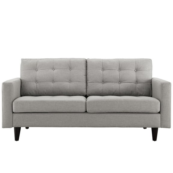 Modern Contemporary Loveseat, Grey Fabric
